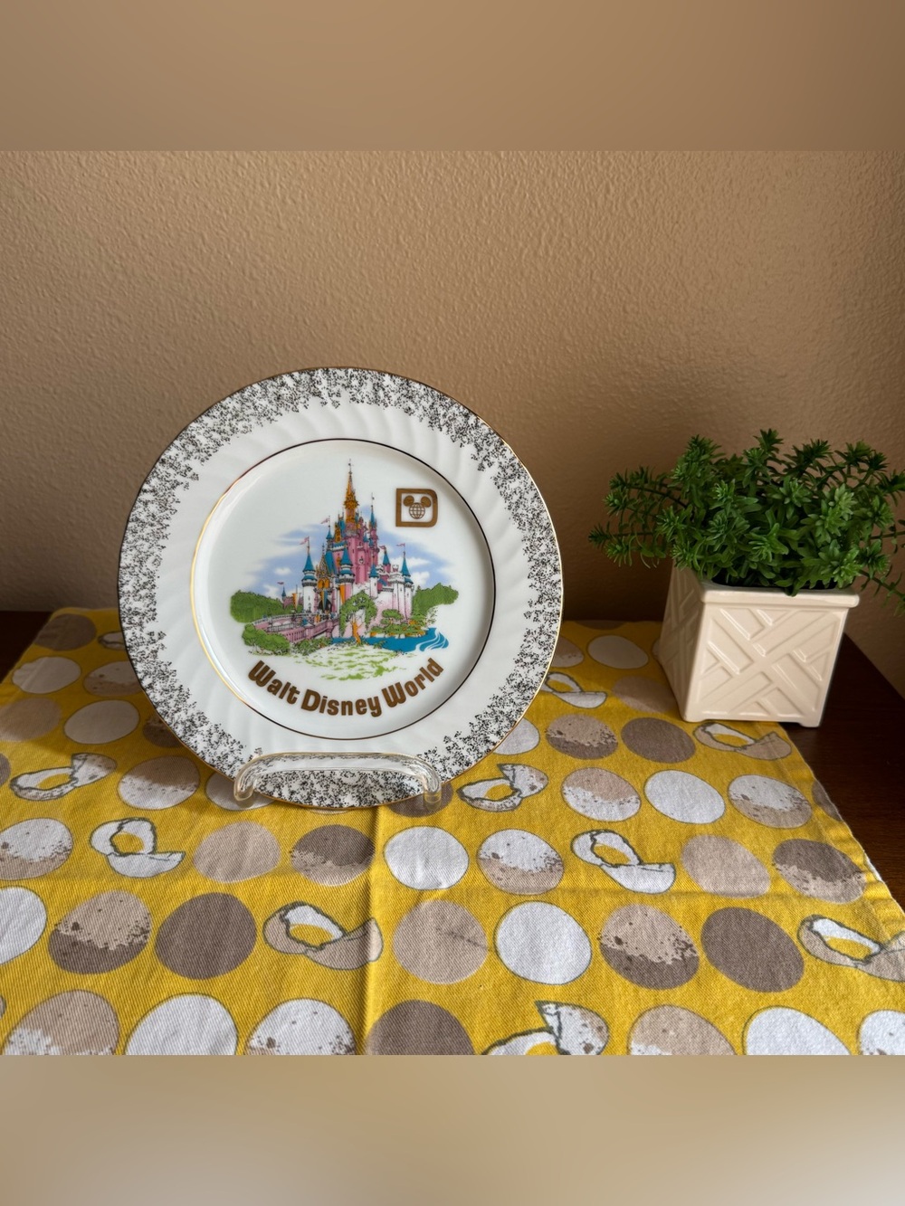 Vintage Walt Disney Productions Castle commemorative plate with gold detail